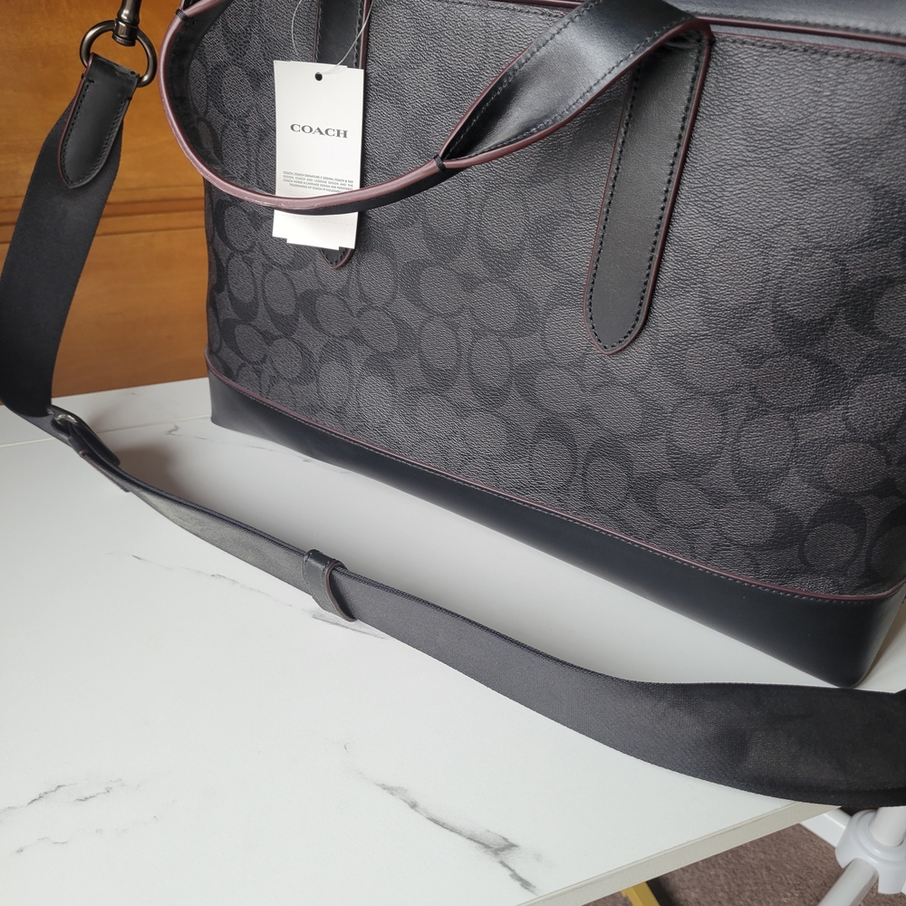 Coach Black Messenger Bag Sleek Design Leather Trim